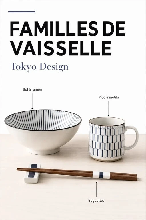 Familles de produits Tokyo Design vaisselle : bols, mugs et baguettes