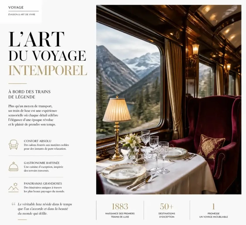 Intérieur luxueux d'un train couchette de luxe avec vue panoramique