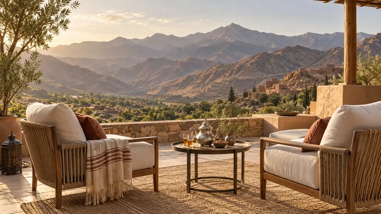 Voyage luxe Maroc avec vue panoramique sur l'Atlas