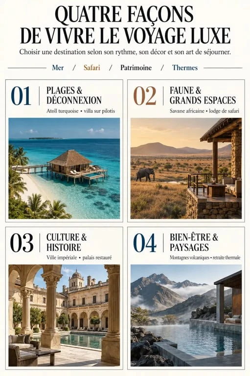 Voyage luxe : quatre expériences et types d’hébergements selon les envies
