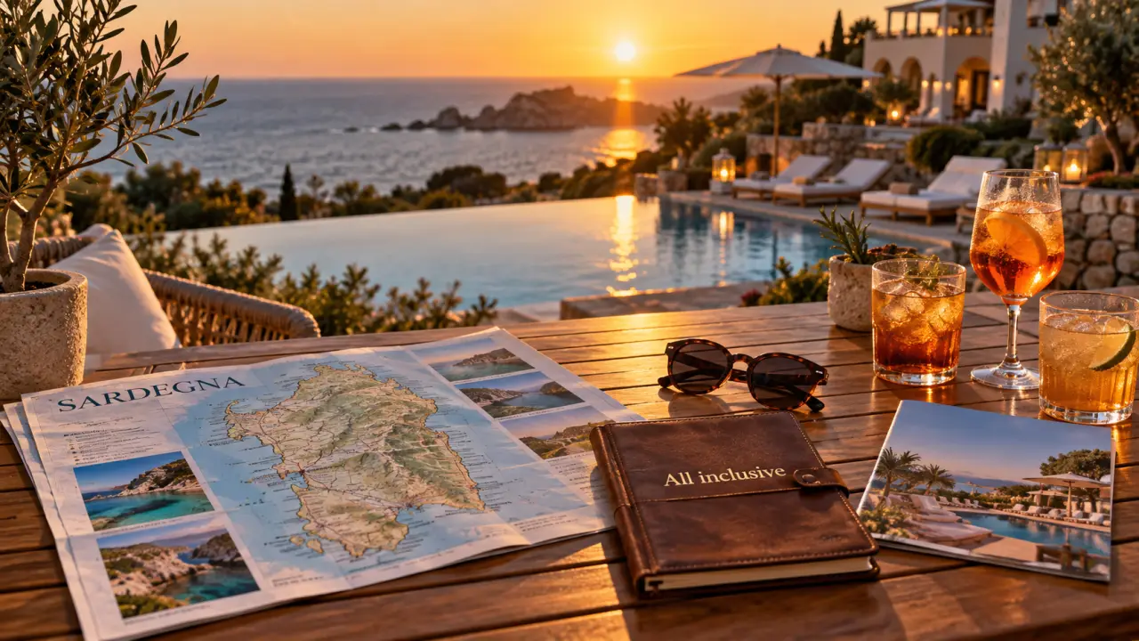 Hôtel club Sardaigne all inclusive luxe : terrasse et piscine face à la mer