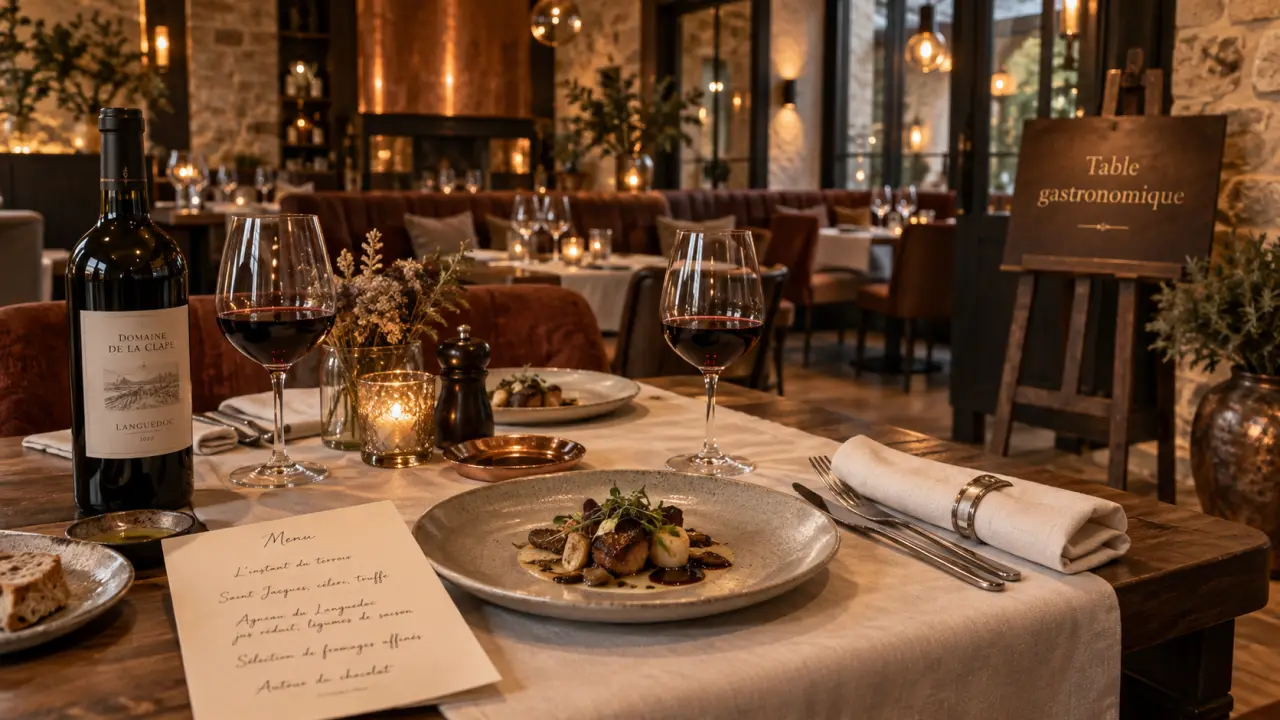 De lauzun hôtel et restaurant gastronomique à pézenas : table gastronomique du domaine Saint-Jean de Bébian