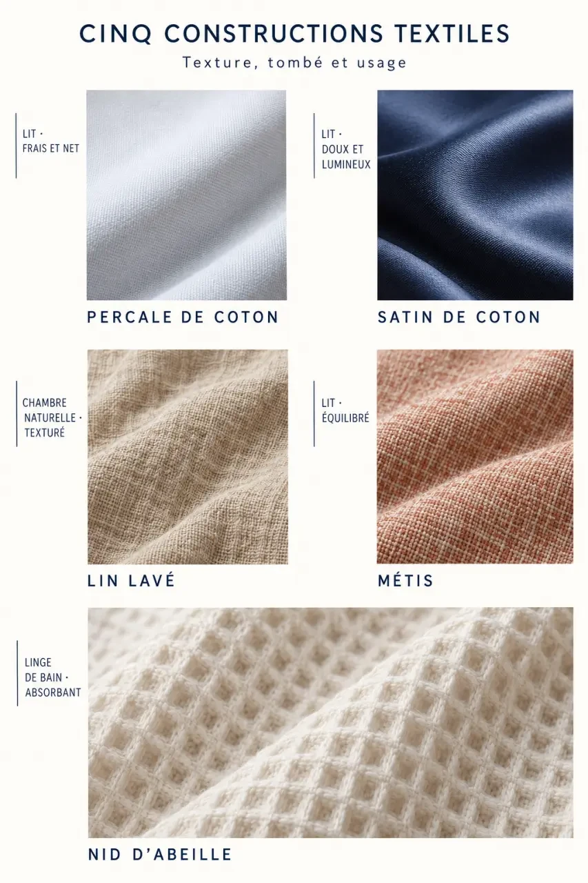 Infographie des matières à comparer pour choisir une marque de linge de maison
