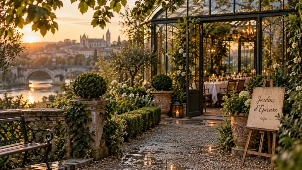 les jardins d épicure hôtel & restaurant gastronomique : jardin romantique et verrière