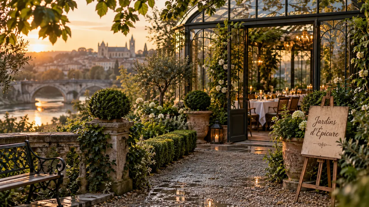 les jardins d épicure hôtel & restaurant gastronomique : jardin romantique et verrière