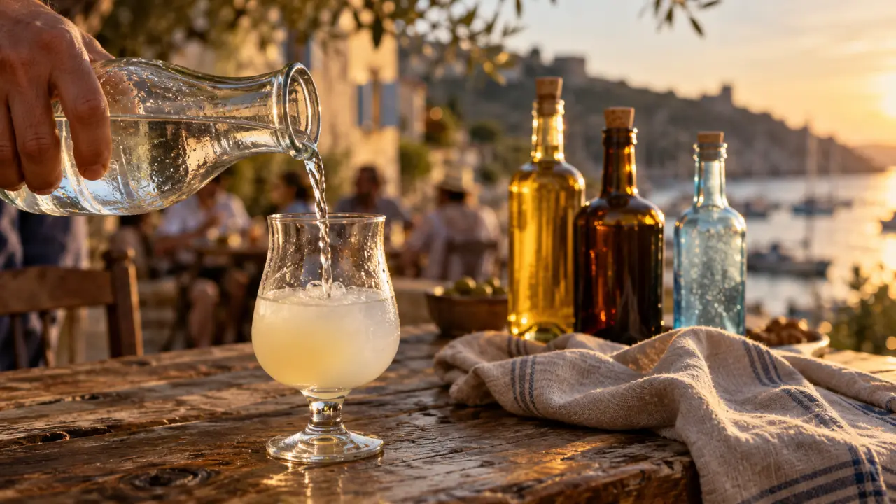 Pastis Janot dans un verre, service traditionnel, bio et Bleu